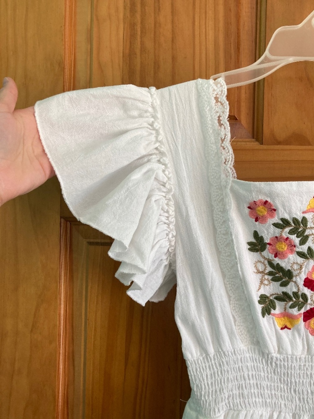 Women’s size small SHEIN white cottage core dress with embroidery - Picture 4 of 15